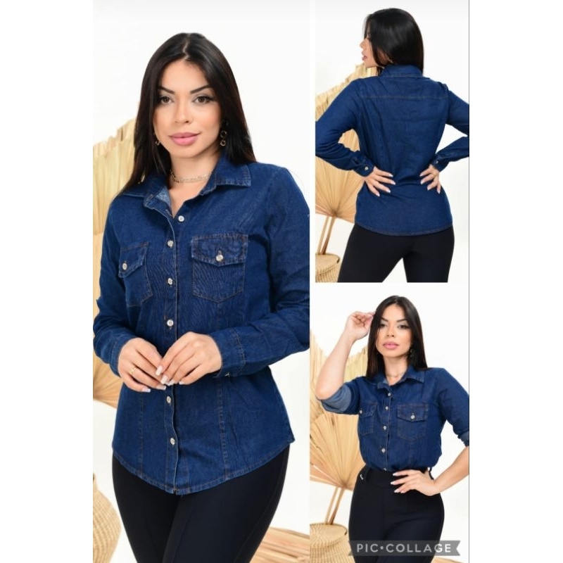 Camisa jeans clearance feminina barata