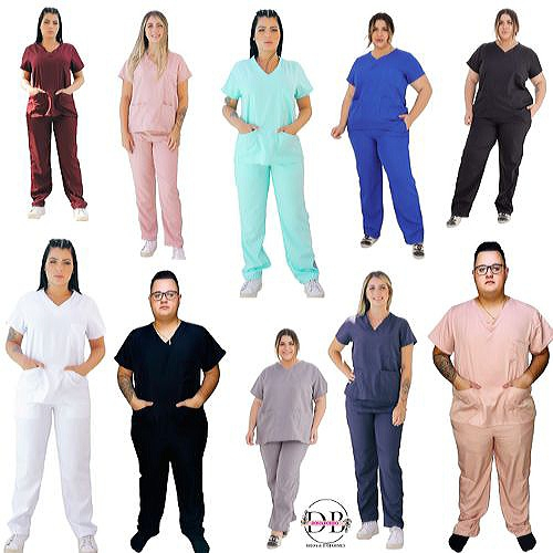 Conjunto Pijama Blusa+Calça Hospitalar Unissex Uniforme Hospitalar Enfermagem Médicos Técnicos Dentistas 10