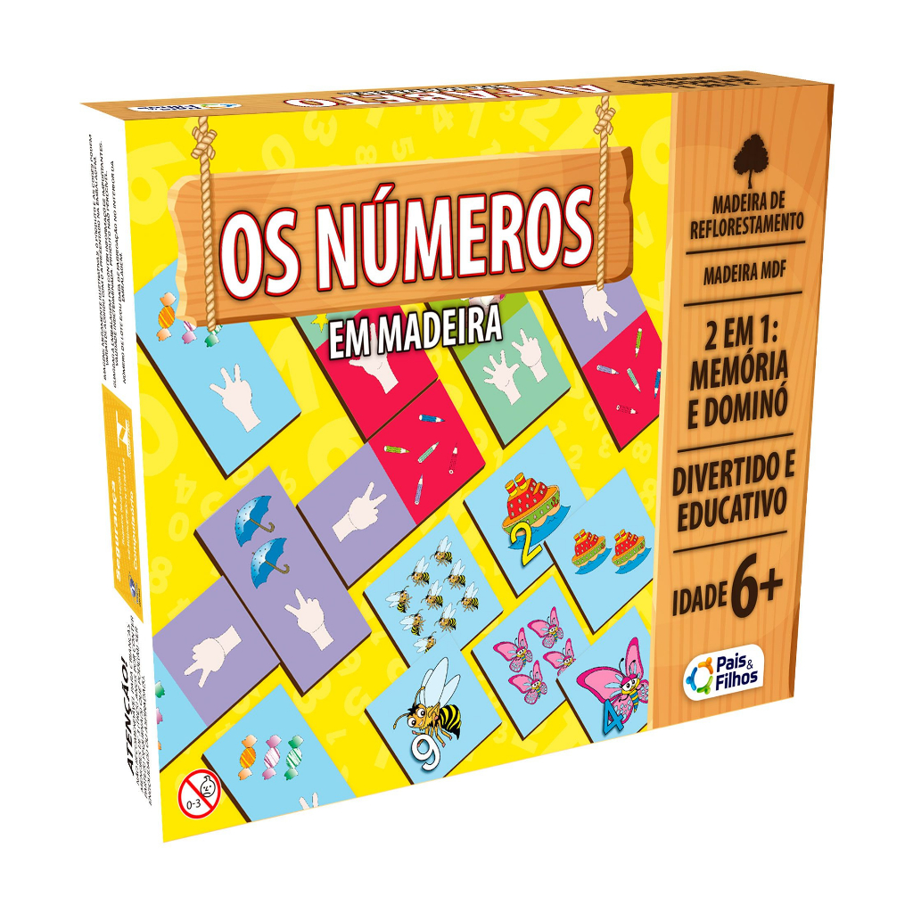 Jogo Escolar Pedagógico de matemática Os Números 2 X 1 dominó e memória  para Crianças de 6, 7 Anos