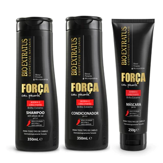 Kit Shampoo e Condicionador 350mL + Máscara 250g Força com Pimenta Bio Extratus Crescimento
