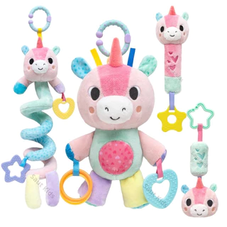 Brinquedos para Bebê Móbile Espiral Chocalho Buba Unicórnio Treme Treme Molinha Brinquedo de Bebe Menina Infantil Pelúcia