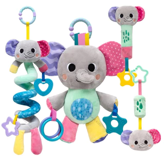Brinquedos para Bebê Móbile Espiral Elefantinho Buba Chocalho Pelúcia Treme Treme Molinha Mordedor Brinquedo Bebê Infantil Menina