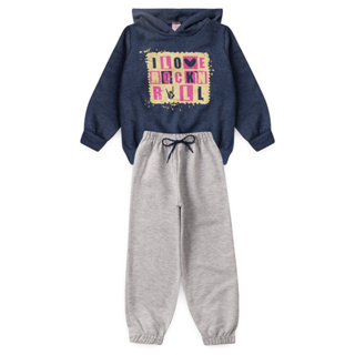 Conjunto Infantil Feminino Inverno Moletom Flanelado Manga Longa Calça E Blusa De Menina L10