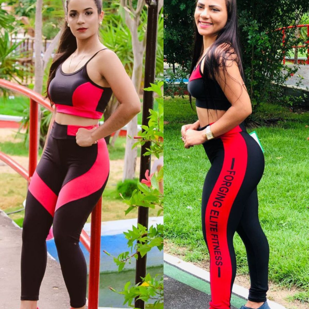 CONJUNTO FITNESS CALÇAS OU SHORT E TOP moda fitness feminino de