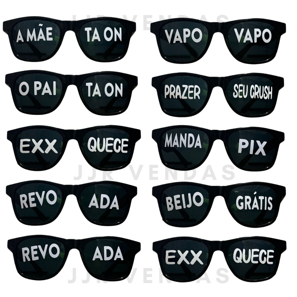 Kit 10 Oculos Frases Divertidas Lente Escura Balada Festas