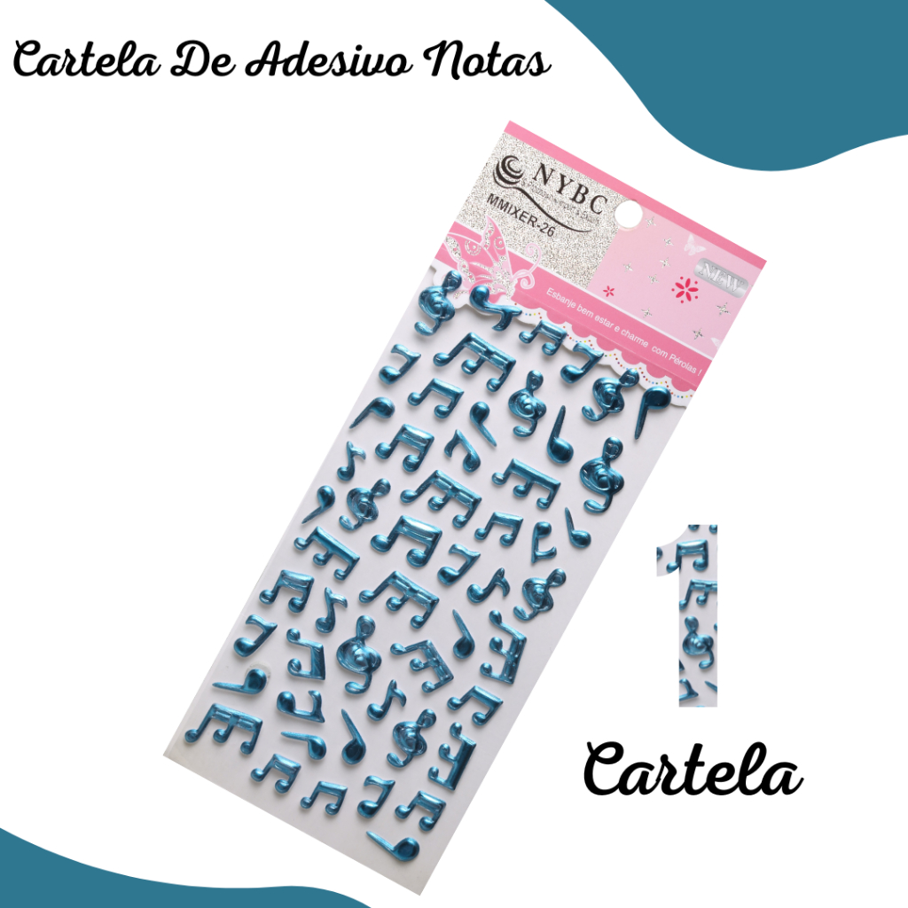 Cartelas De Adesivo Autocolante - Nota Musical - Sticker - 01 Unidade ...