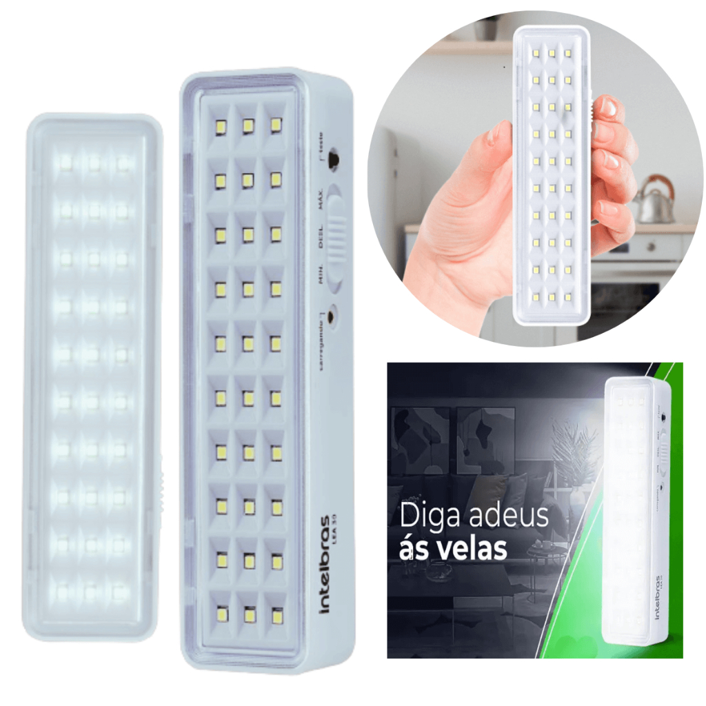 KIT 05 Luminária de Emergência 30 LED 6 Horas de Bateria Recarregável