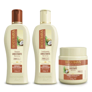 Kit Shampoo, Condicionador e Banho de Creme Umectante Coco Bio Extratus - 250mL Óleo de Coco