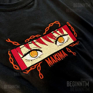 Camiseta Makima Bordado Chainsaw man camisa bordado anime blusa 100% algodao