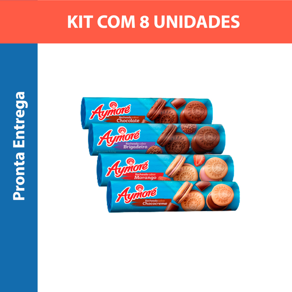 Biscoito Recheado Aymoré Chocolate Brigadeiro Morango e Choco Creme ...