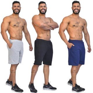Kit 2 Bermudas masculinas Moletom Full Fitness para atividade física e academia Garra Sport