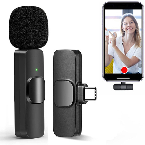 Microfone Lapela Sem Fio Compatível iPhone e Android Usb C Type C K8 you tube tik tok videos instagran
