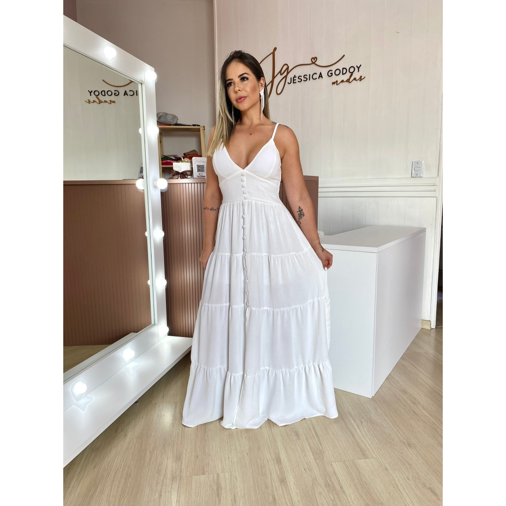 Vestido Longo Branco | Shopee Brasil