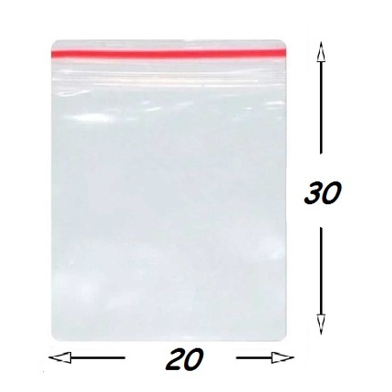 100 unidades Sacos Zip 20x30