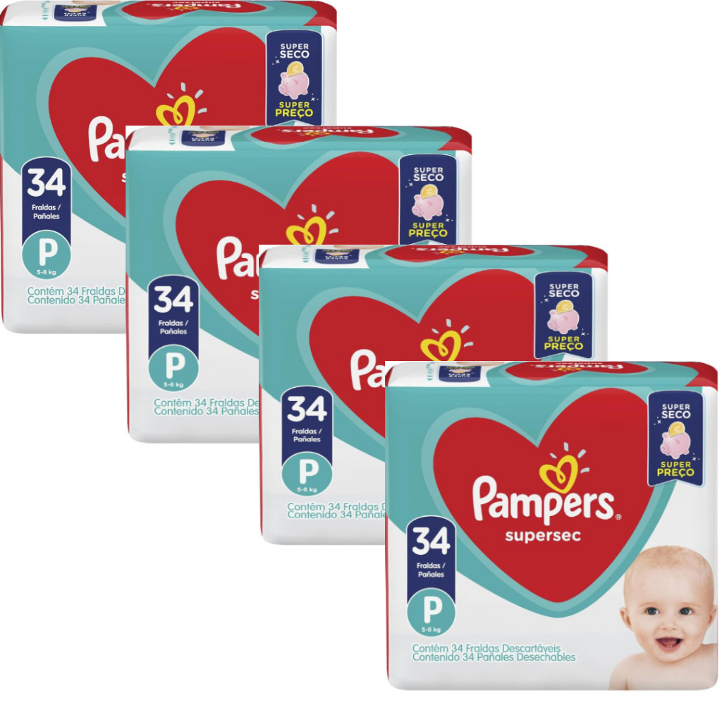 Kit 4 Fraldas Pampers Supersec Shopee Brasil