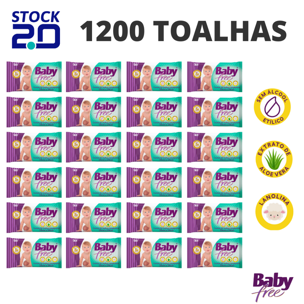 Caixa Com 24 Toalhas Umedecidas/Lenços Baby Free C/50