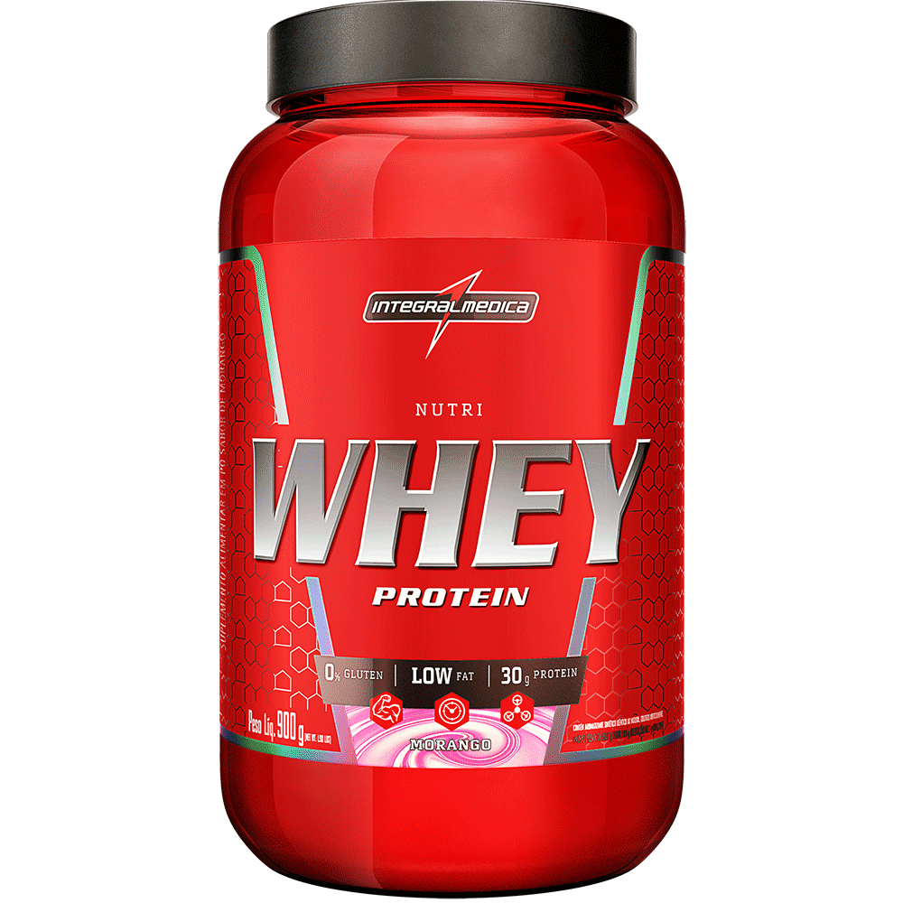 Whey Protein Morango, Suplemento 900g – Integralmédica