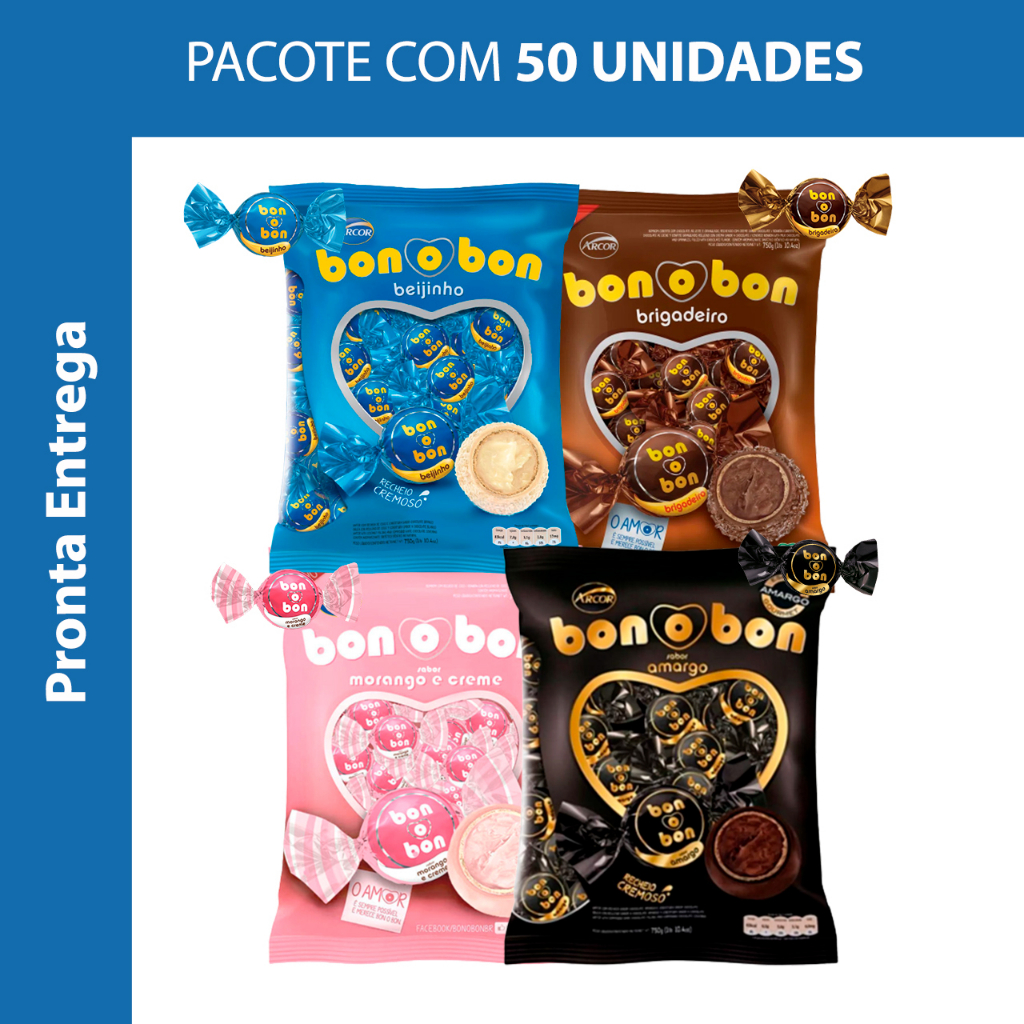 Bombom Bon O Bon Arcor - Pacote 750gr C/50 Unidades | Shopee Brasil