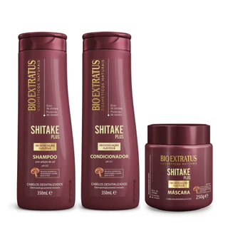 Kit Shitake Shampoo, Condicionador 350mL e Máscara 250g Bio Extratus