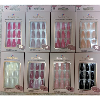 KIT Unha Postiça Bailarina Longa Cor Natural 24PCS em Oferta na Shopee