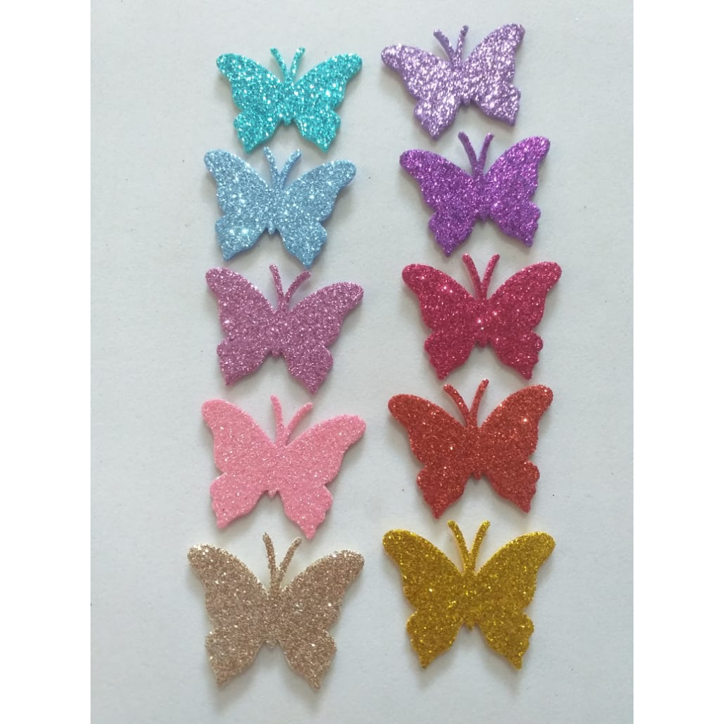 Borboleta Eva Glitter 4,5 Cm Bolo Fake 50 Unidades