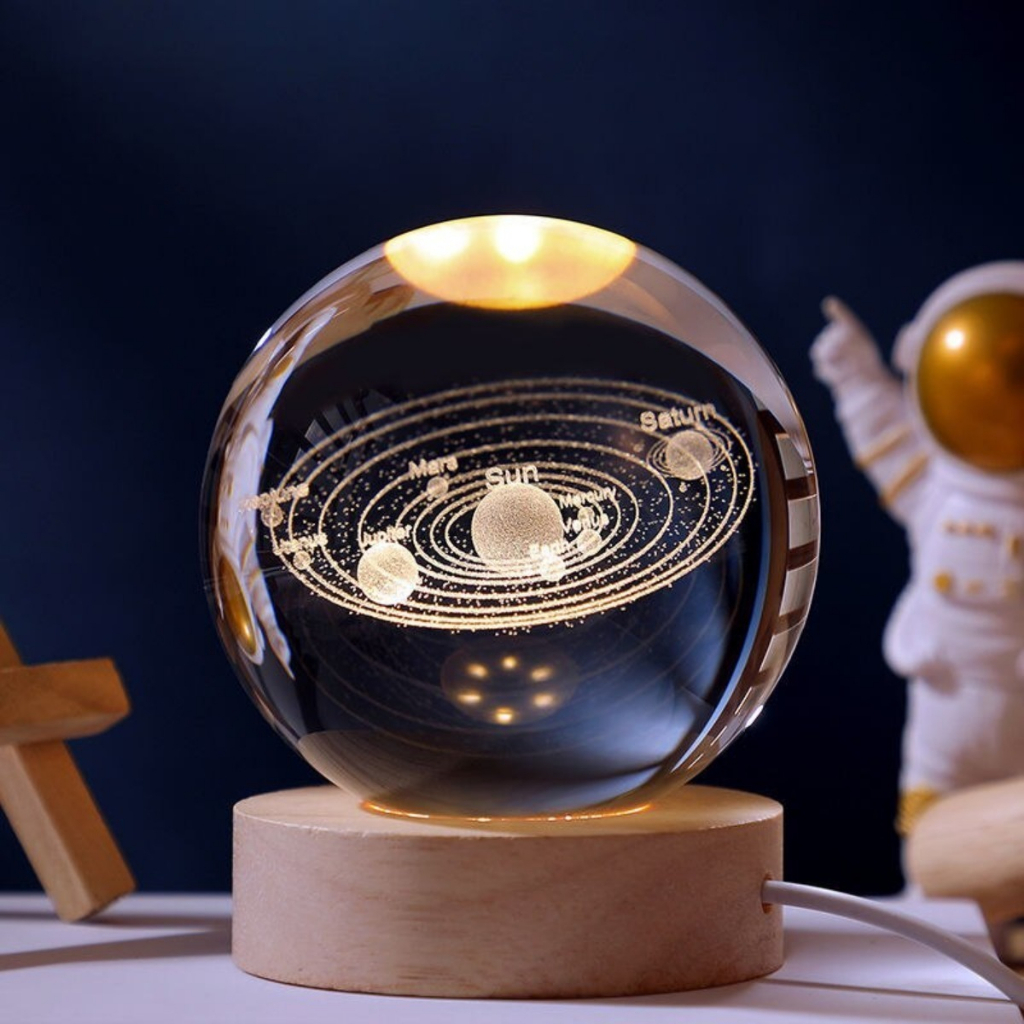 Lumin ria de mesa led bola de cristal namorados menina lua sistema