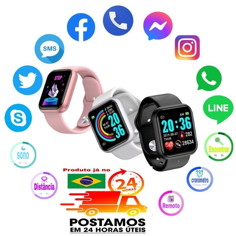 SmartWatch y68/ d20 relógio inteligente Bluetooth, coloca foto, app fit