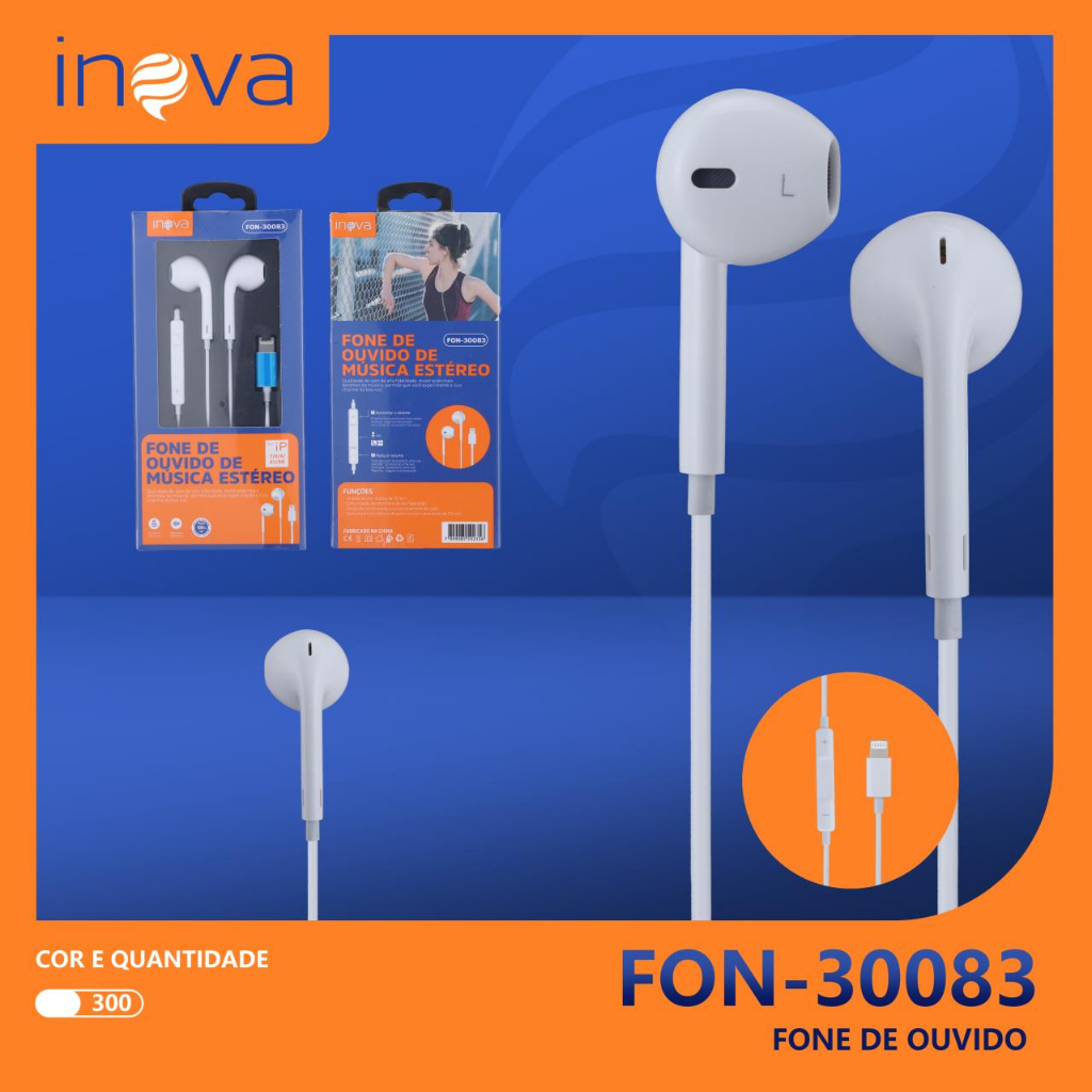 5pcs Fone De Ouvido Lightning Para iPhone 7 8 Plus X 11 12 Pro INOVA-30083