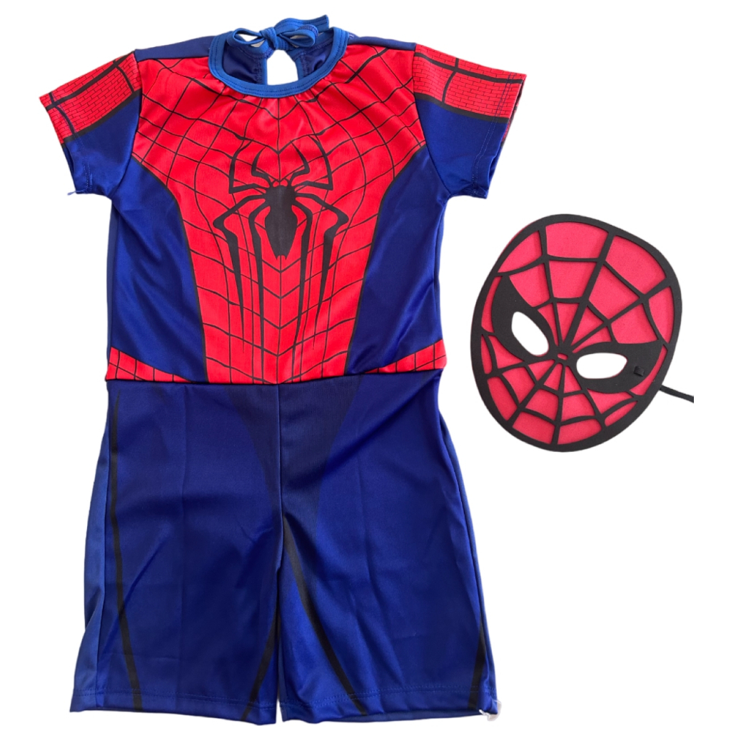 Roupa Fantasia Homem Aranha Infantil com Mascara Festa Aniversario ...