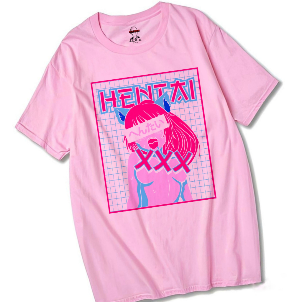 Camiseta Hentai Anime Unissex Rosa Branca Shopee Brasil 0393