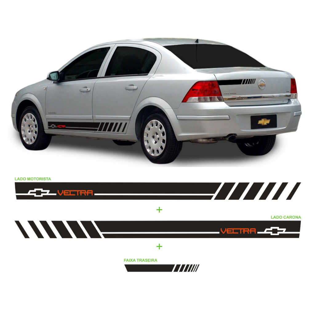 Faixas Laterais Gm Vectra Adesivos Portas Acessório Tuning | Shopee Brasil