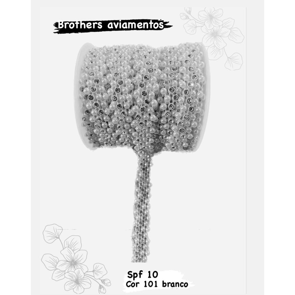 Fita meia Perola com strass, SPF 10 vendido por metro.