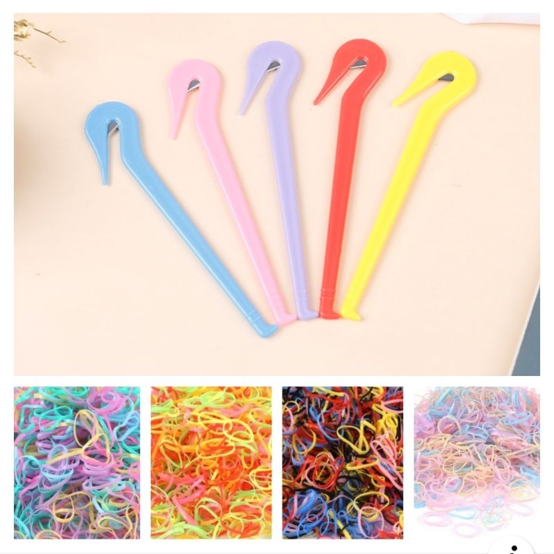 Cortador / removedor de elásticos + 100 mini elásticos de cabelo grátis.