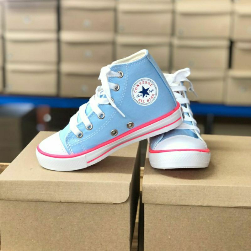 Tênis All Star Botinha Infantil Azul Bebê Rosa Neon Menina