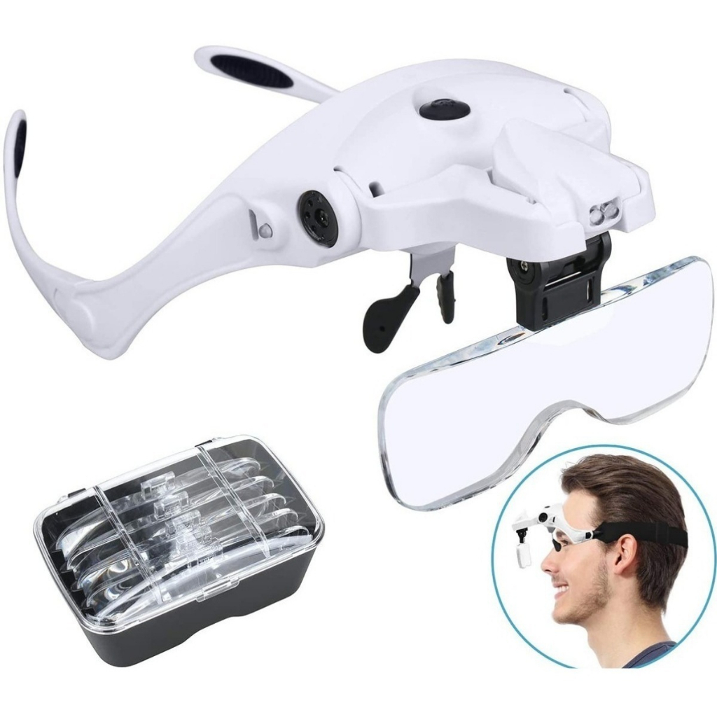 Lupa de cabeça profissional articulada com led e cinta 3.5x | Shopee Brasil