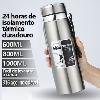 Garrafa Térmica 1L e 1,5L Aço Inox Trava Café Água Suco Leite Corrida  Acampamento - Escorrega o Preço