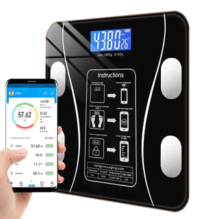 Balança Digital Bioimpedância 180KG Display Lcd Bluetooth Aplicativo Fitness Treino Balança De Banheiro USB/Pilhas Inclusa Preto