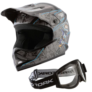 Capacete + Oculos Modelo infantil moto cross Trilha Cartoon Racing Tamanho 54