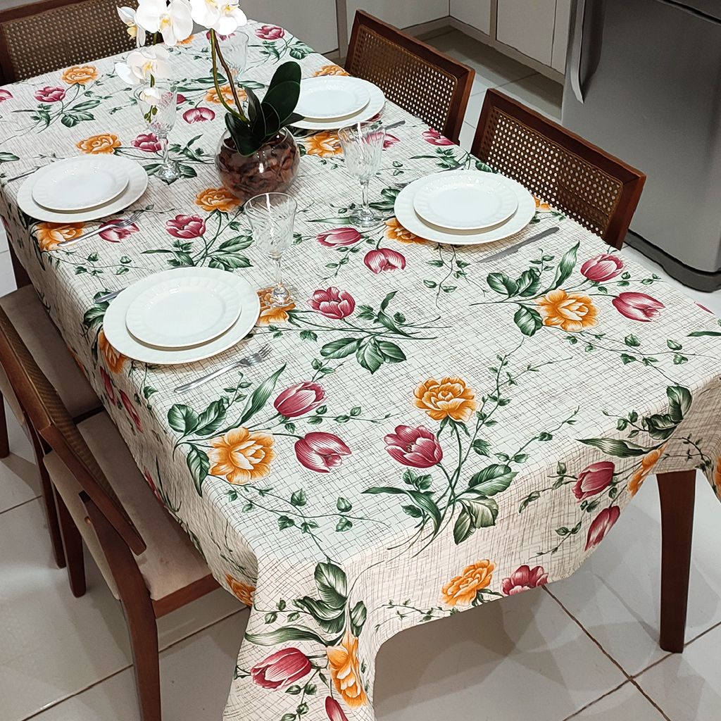 Toalha de Mesa Retangular 6 Lugares Linhão Estampado 2,20m X 1,40m Sala ...