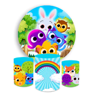 Kit Capa Painel de Festa Veste Fácil + Trio Cilindros Bolofofo Decoração