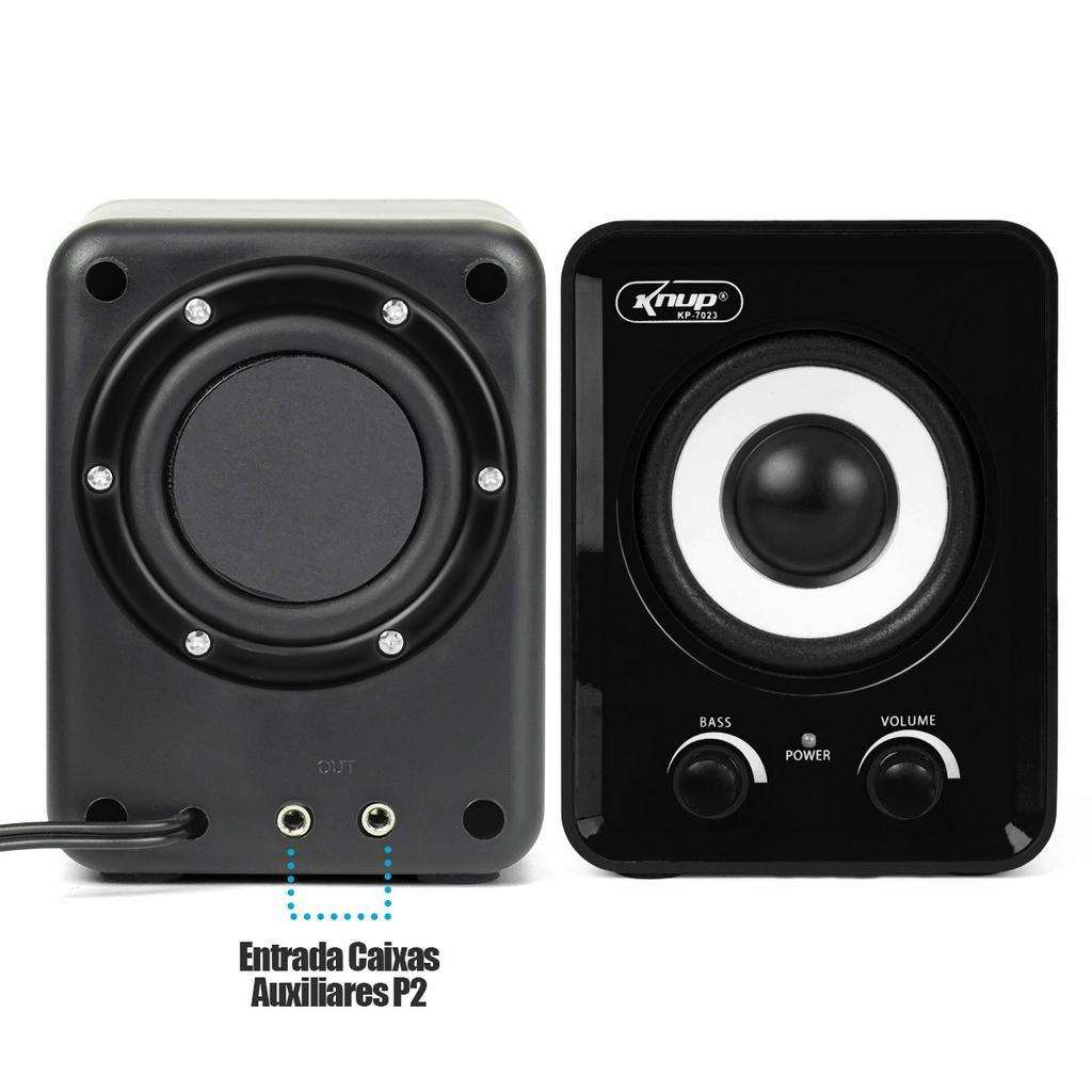 Caixa De Som 2.1 Com Subwoofer Usb P2 Potente 12W Para PC Notebook