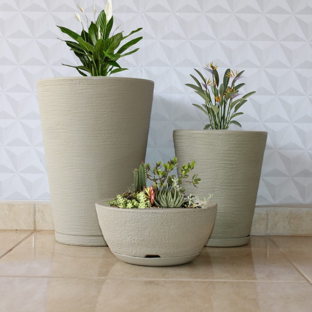 Kit 3 vasos redondo cone N1 , N2 + Bacia Decorativa N1 Luxo de ...