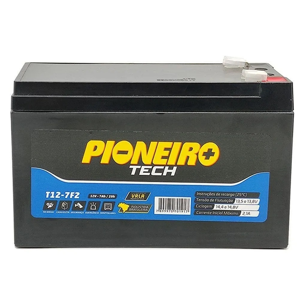 Bateria Estacionária Pioneiro Tech T12-7f2 12v 7ah | Shopee Brasil