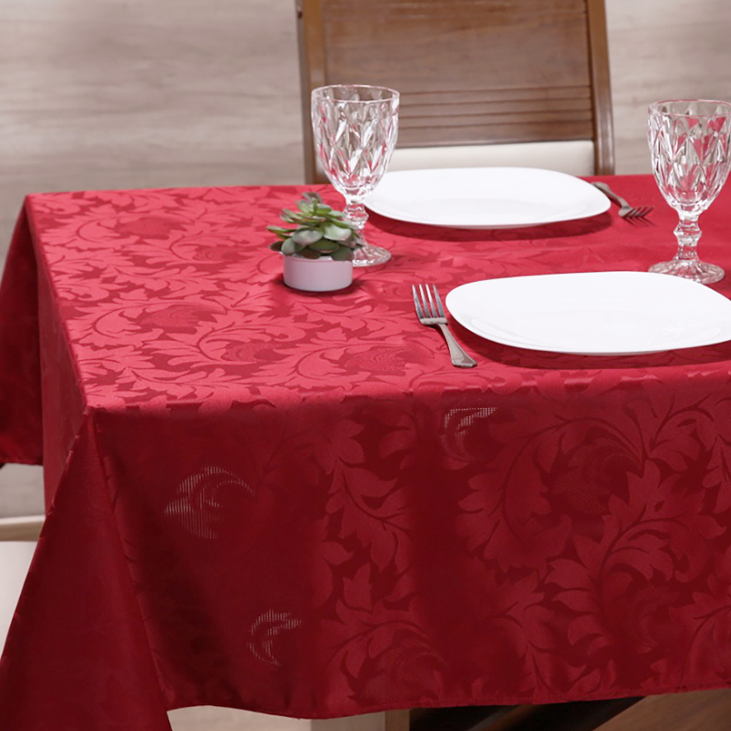 Toalha De Mesa Jacquard 152x264cm - Estampada Jubilee - Algodão E Poliéster