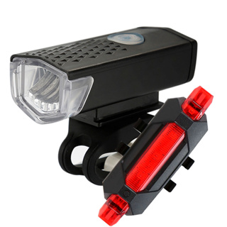 Kit Lanterna Farol 300 Lúmens + Sinalizador Traseiro Para Bike Bicicleta Recarregável Led 3 Funções
