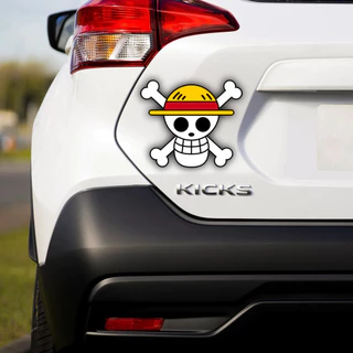 Kit com 02 Adesivos Jolly Roger Bando do chapéu de palha One Piece