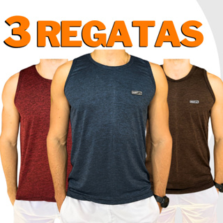 3 Camisetas Regata Masculina Treino Dry Fit Camisa Academia Moda Fitness sem manga