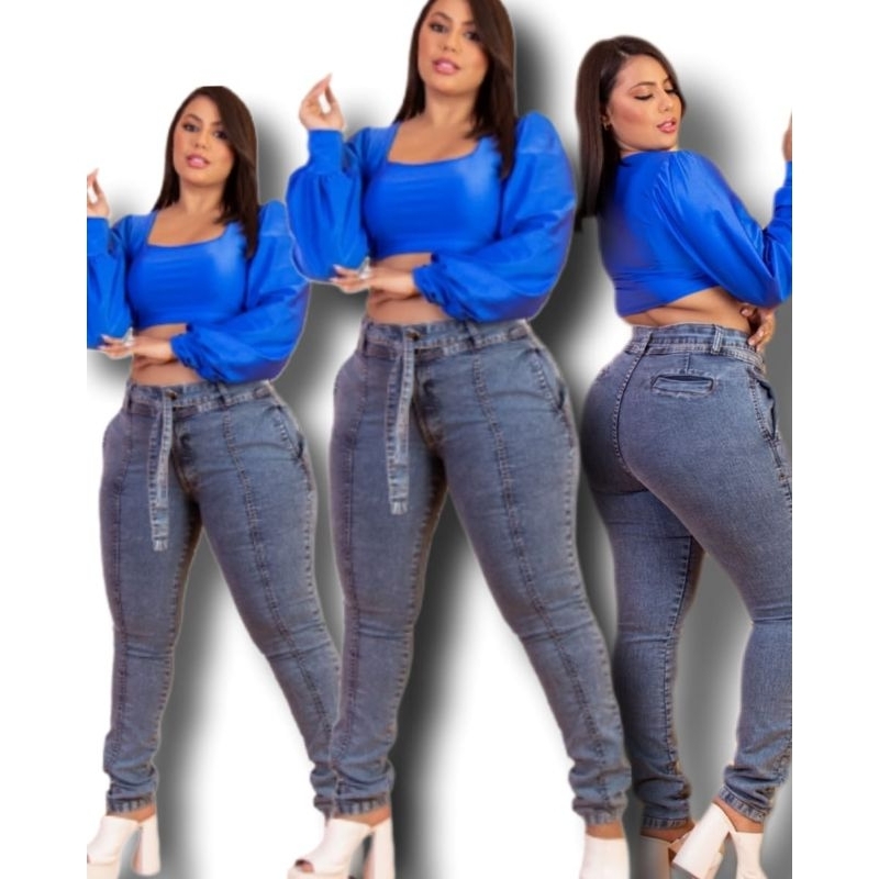 Calça Jeans Mom Feminino Plus Size Azul Claro Premium