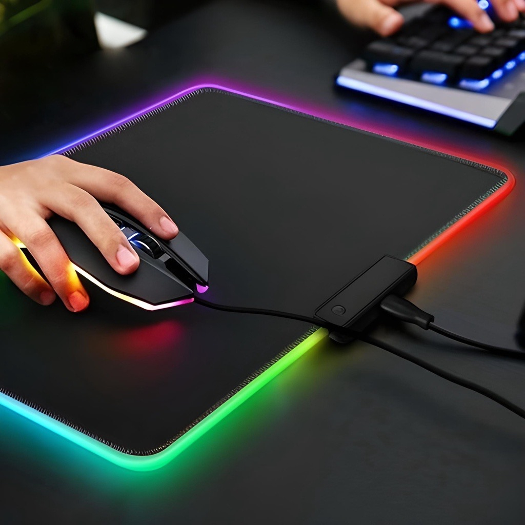 Mouse Pad Gamer Speed Borda Led 7 Cores Rgb Impermeável 250mmx350mm