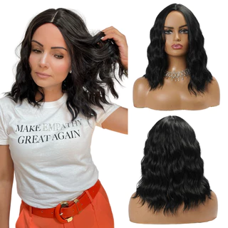 Peruca Orgânica Wig Ondulada Curta 40cm Identica ao Humano